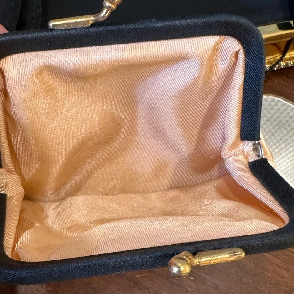 🌟HP🌟VTG 1950s-60s H&L (Harry Levine) Black Satin & Rhinestone Evening Bag Set - Picture 11 of 16